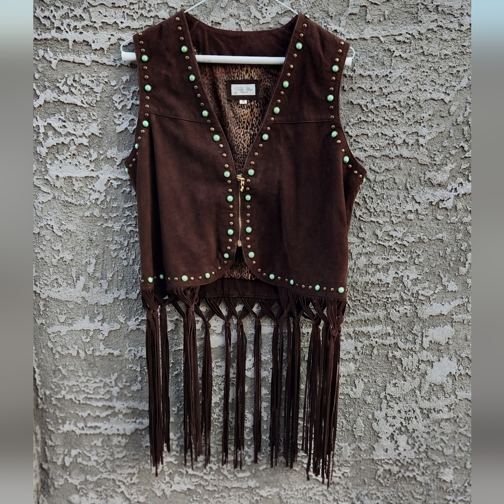 TASHA POLIZZI COLLECTION‎ RARE LEATHER FRINGED VEST
